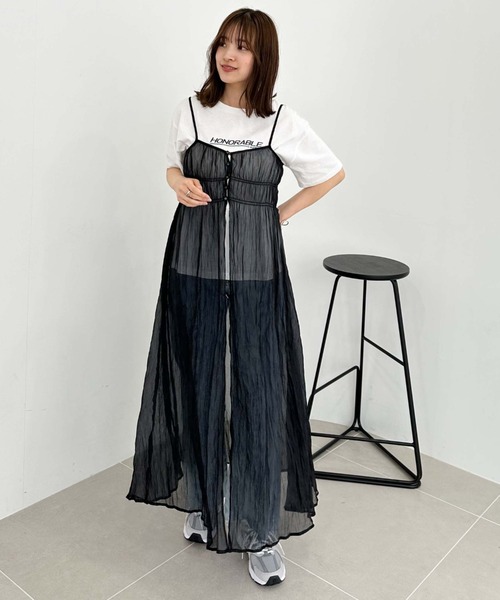 archives（アルシーヴ）の「リンクルシャイニーレイヤードキャミワンピース（ワンピース・レディース・ブラック/アイボリー/シルバーグレー・MEDIUM）」の3枚目の写真