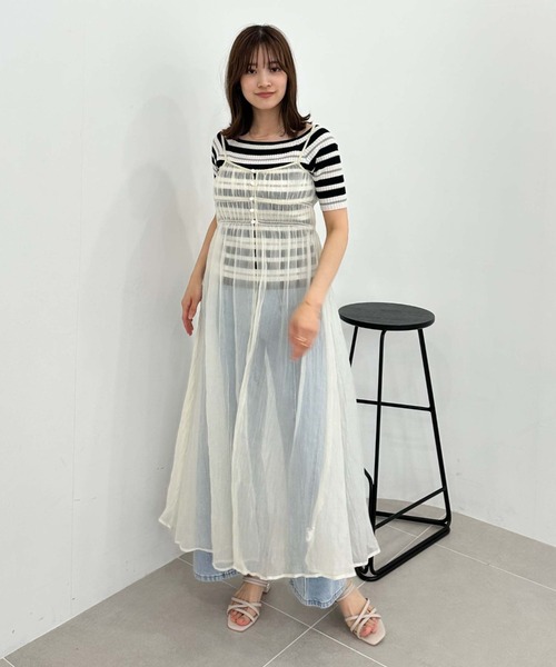 archives（アルシーヴ）の「リンクルシャイニーレイヤードキャミワンピース（ワンピース・レディース・ブラック/アイボリー/シルバーグレー・MEDIUM）」の6枚目の写真