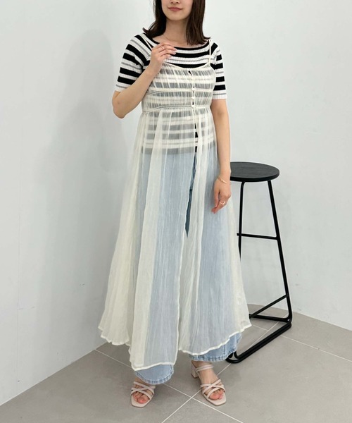 archives（アルシーヴ）の「リンクルシャイニーレイヤードキャミワンピース（ワンピース・レディース・ブラック/アイボリー/シルバーグレー・MEDIUM）」の4枚目の写真