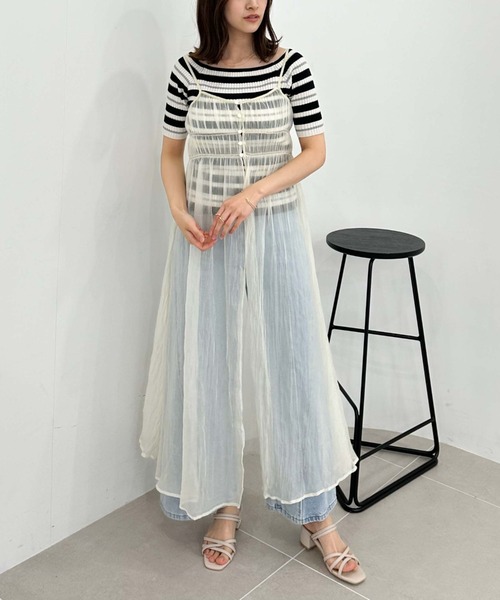 archives（アルシーヴ）の「リンクルシャイニーレイヤードキャミワンピース（ワンピース・レディース・ブラック/アイボリー/シルバーグレー・MEDIUM）」の5枚目の写真