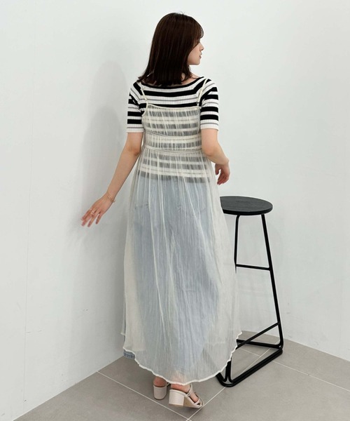 archives（アルシーヴ）の「リンクルシャイニーレイヤードキャミワンピース（ワンピース・レディース・ブラック/アイボリー/シルバーグレー・MEDIUM）」の8枚目の写真