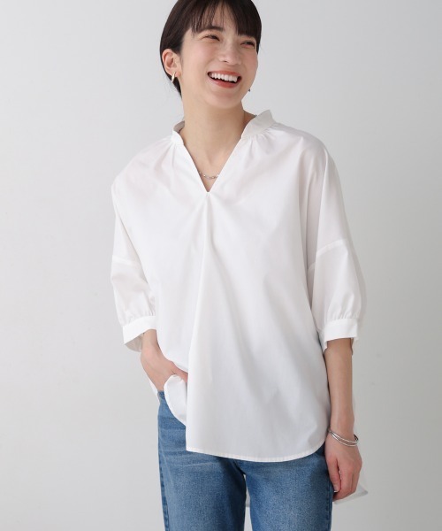 驚きの価格が実現！ セール】バックギャザー5分袖ブラウス（シャツ/ブラウス）｜Bou トップス