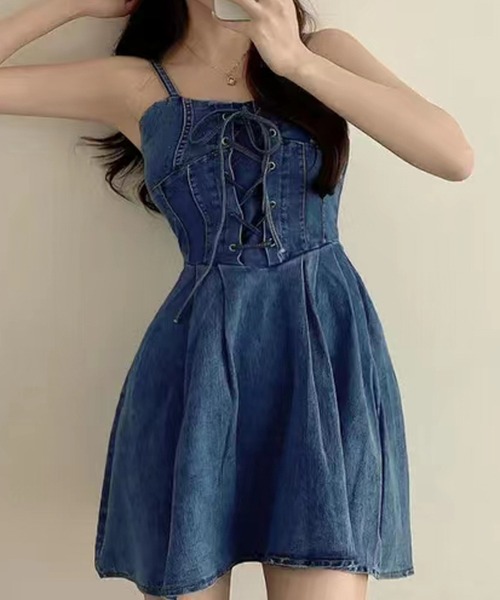 ディーゼル　ブラックゴールド　デニム　ワンピース　レースアップ ディーゼル ブラックゴールド デニム ワンピース レースアップ
