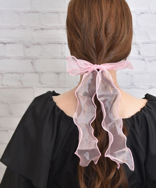 Mayree（メイリー）の「【float】光沢シフォン ロングリボン ヘアゴム【10色展開】（ヘアゴム・レディース・ホワイト/ブラック/グレー/ベージュ/グリーン/パープル/ピンク/ミント/ラベンダー/ライトピンク・FREE）」の21枚目の写真