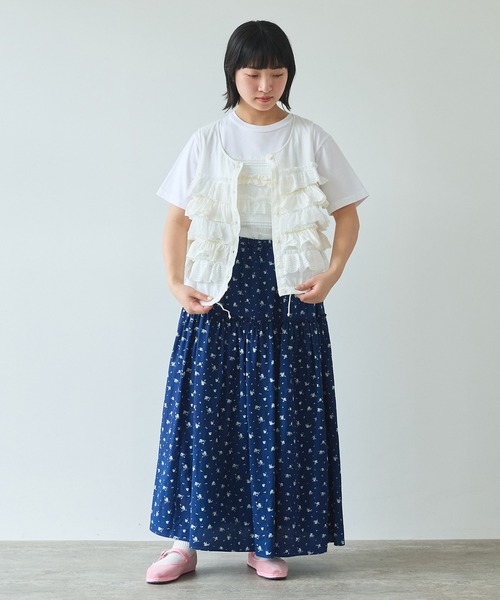 ビュルデサボン　Lace×tulle フリルベスト　レース　チュール bulle de savon（ビュルデサボン）の「Lace×tulle frill ベスト