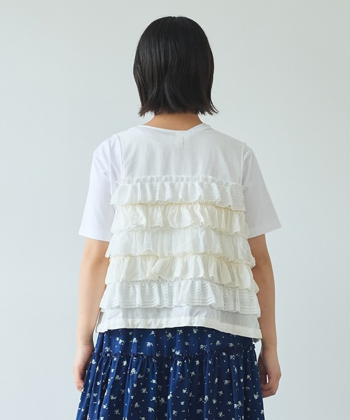 予約販売 bulle ベスト frill savon（ビュルデサボン）の「Lace×tulle de トップス