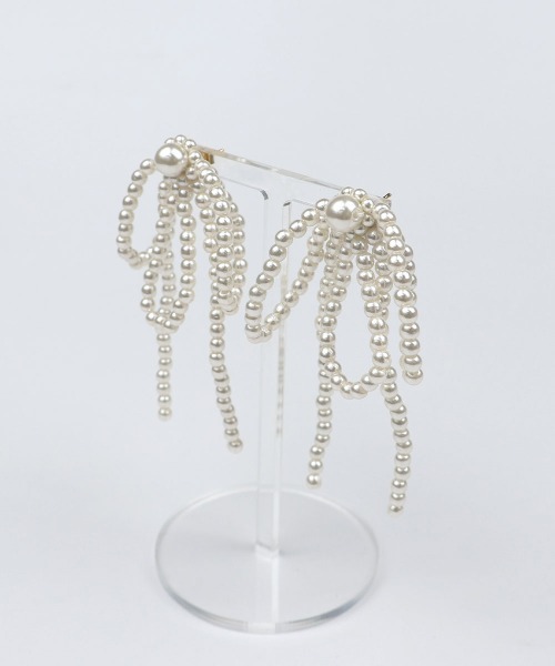 新品希少 CC by casa celeste パールリボンピアス セール】パール ビッグ リボンピアス（ピアス（両耳用