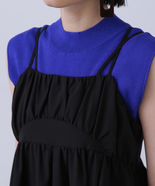 N.（N. Natural Beauty Basic）（エヌエヌナチュラルビューティーベーシック）の「◆ダブルストラップキャミワンピース（ワンピース・レディース・ブラック/ベージュ・MEDIUM）」の4枚目の写真