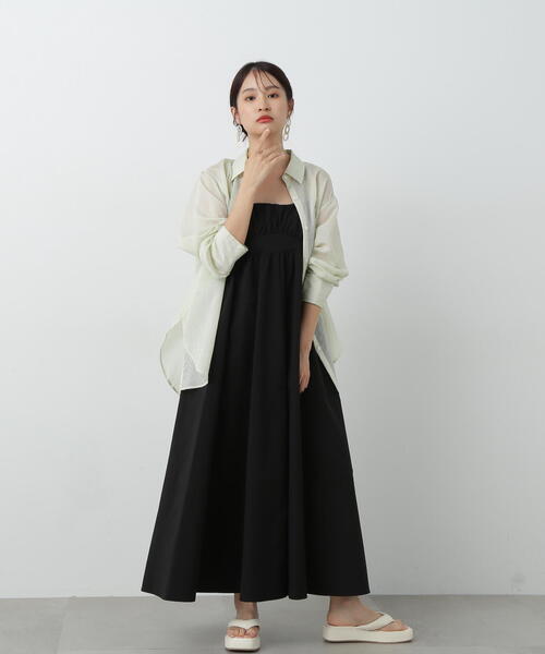 N.（N. Natural Beauty Basic）（エヌエヌナチュラルビューティーベーシック）の「◆ダブルストラップキャミワンピース（ワンピース・レディース・ブラック/ベージュ・MEDIUM）」の10枚目の写真