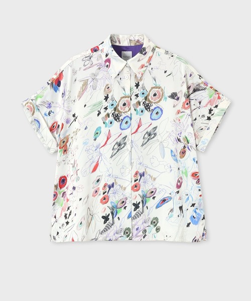 Paul Smith(ポールスミス)の「ウィメンズ "Sketchbook Botanical" 半袖シャツ / 245005 347B(シャツ/ブラウス・レディース・オフホワイト/ブラック・40/38)」の1枚目の写真