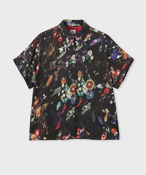 Paul Smith(ポールスミス)の「ウィメンズ "Sketchbook Botanical" 半袖シャツ / 245005 347B(シャツ/ブラウス・レディース・オフホワイト/ブラック・40/38)」の2枚目の写真