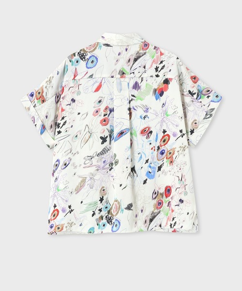 Paul Smith(ポールスミス)の「ウィメンズ "Sketchbook Botanical" 半袖シャツ / 245005 347B(シャツ/ブラウス・レディース・オフホワイト/ブラック・40/38)」の7枚目の写真