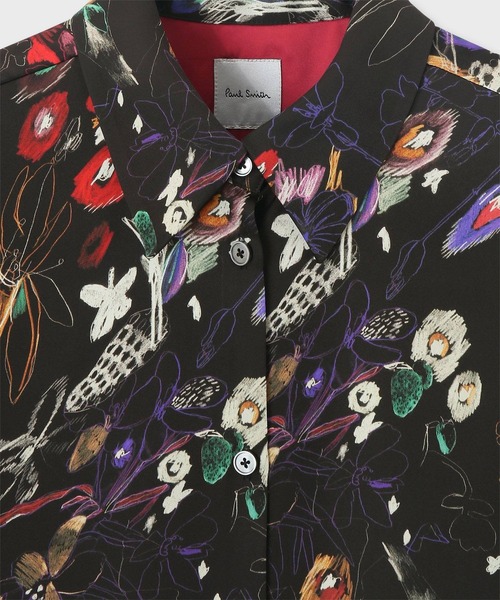 Paul Smith(ポールスミス)の「ウィメンズ "Sketchbook Botanical" 半袖シャツ / 245005 347B(シャツ/ブラウス・レディース・オフホワイト/ブラック・40/38)」の6枚目の写真
