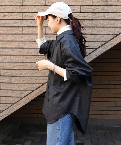 THE SHINZONE（ザ　シンゾーン）の「THE SHINZONE/シンゾーン　ウールダディシャツ　WOOL DADDY SHIRT　24AMSBL06（シャツ/ブラウス・レディース・ネイビー/グレー・FREE）」の5枚目の写真