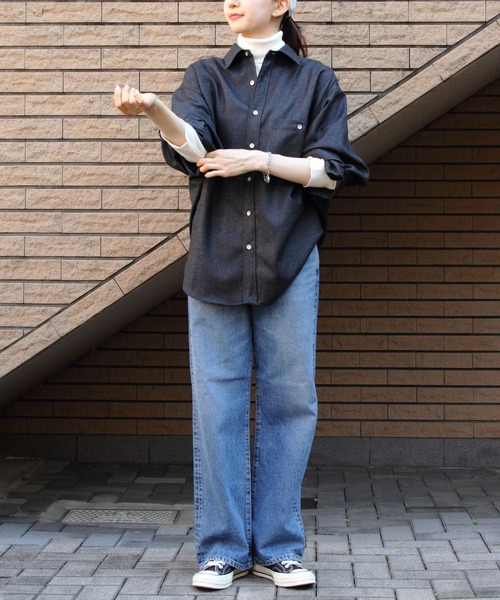 THE SHINZONE（ザ　シンゾーン）の「THE SHINZONE/シンゾーン　ウールダディシャツ　WOOL DADDY SHIRT　24AMSBL06（シャツ/ブラウス・レディース・ネイビー/グレー・FREE）」の8枚目の写真