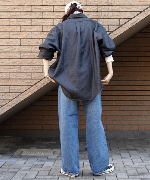 シャツ+ブラウス(長袖+七分) Shinzone - THE SHINZONE WOOL DADDY SHIRT GRAY THE SHINZONE シンゾーン WOOL DADDY SHIRT ウールダディシャツ