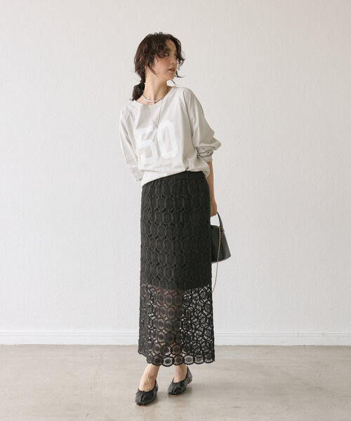 RIVE DROITE（リヴドロワ）の「【こだわりのオリジナルT】ナンバリングロンTee（Tシャツ/カットソー・レディース・チャコールグレー/ライトグレー/ピンク・FREE）」の4枚目の写真