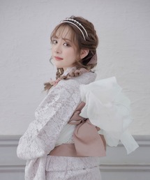 sugar 浴衣　蝶々　ピンク　白 即日発送】くすみピンク地x小花レース浴衣 【浴衣3点セット