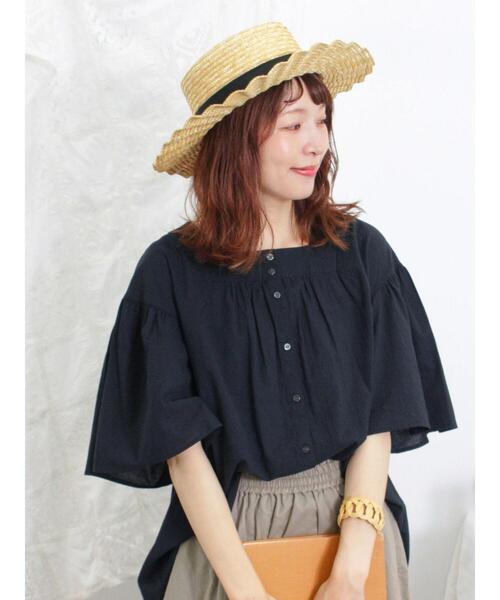 Samansa Mos2(サマンサ モスモス)の「バックリボンフレアスリーブブラウス(シャツ/ブラウス・レディース・チャコールグレー/オフホワイト/ブラック/イエロー・F)」の6枚目の写真