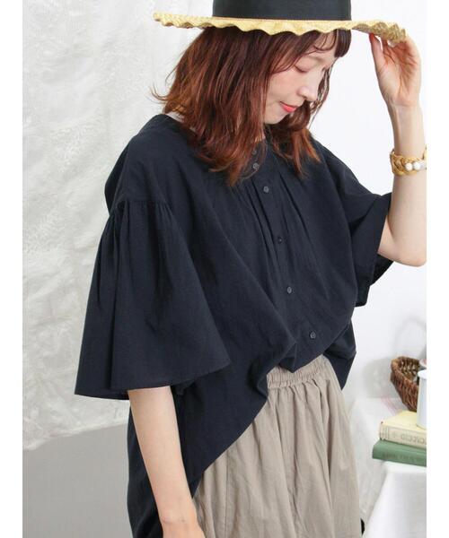 Samansa Mos2(サマンサ モスモス)の「バックリボンフレアスリーブブラウス(シャツ/ブラウス・レディース・チャコールグレー/オフホワイト/ブラック/イエロー・F)」の7枚目の写真