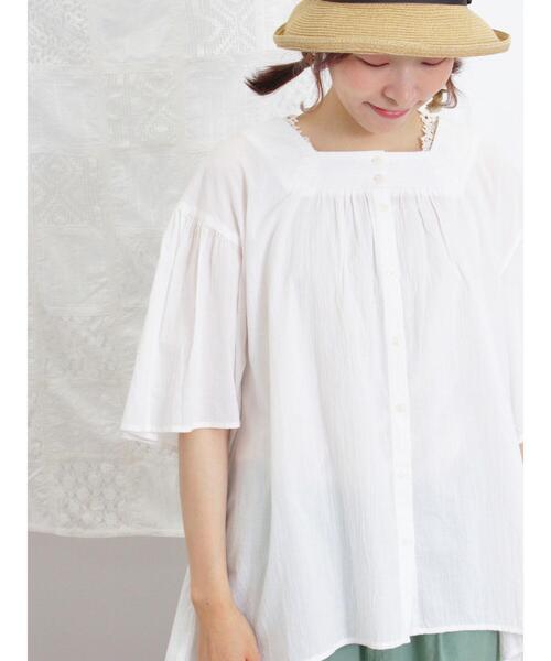 Samansa Mos2(サマンサ モスモス)の「バックリボンフレアスリーブブラウス(シャツ/ブラウス・レディース・チャコールグレー/オフホワイト/ブラック/イエロー・F)」の12枚目の写真