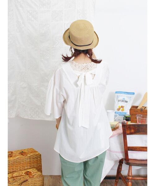 Samansa Mos2(サマンサ モスモス)の「バックリボンフレアスリーブブラウス(シャツ/ブラウス・レディース・チャコールグレー/オフホワイト/ブラック/イエロー・F)」の15枚目の写真