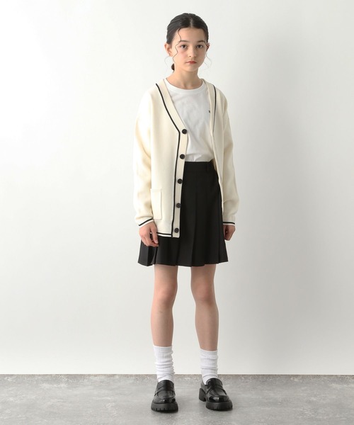 GLOBAL WORK（グローバルワーク）の「リッチライトニットVカーデ/123802（カーディガン/ボレロ・キッズ・ネイビー/アイボリー/ブラック・120cm/160cm/150cm/140cm/130cm）」の4枚目の写真