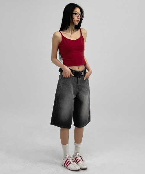 BLACKUP（ブラックアップ）の「[MADE] ボイシーワッシングバミューダデニムパンツ（デニムパンツ・レディース・ブラック・LARGE/MEDIUM/SMALL）」の4枚目の写真