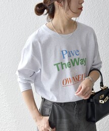 【SHIPS any別注】THE KNiTS:〈洗濯機可能〉ラウンドヘム ロゴ ロングスリーブ TEE