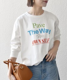 【SHIPS any別注】THE KNiTS:〈洗濯機可能〉ラウンドヘム ロゴ ロングスリーブ TEE