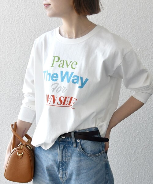 SHIPS any（シップス エニィ）の「【SHIPS any別注】THE KNiTS:〈洗濯機可能〉ラウンドヘム ロゴ ロングスリーブ TEE（Tシャツ/カットソー・レディース・チャコールグレー/グレー/ホワイト・ONE SIZE）」の9枚目の写真