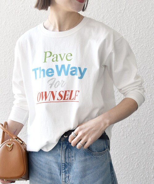SHIPS any（シップス エニィ）の「【SHIPS any別注】THE KNiTS:〈洗濯機可能〉ラウンドヘム ロゴ ロングスリーブ TEE（Tシャツ/カットソー・レディース・チャコールグレー/グレー/ホワイト・ONE SIZE）」の12枚目の写真