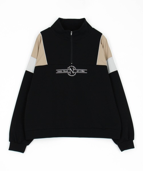 NICOLE CLUB(ニコル クラブ)の「フロントシシュウハーフジップ(Tシャツ/カットソー・レディース・ネイビー/ブラック/オフホワイト・FREE)」の5枚目の写真