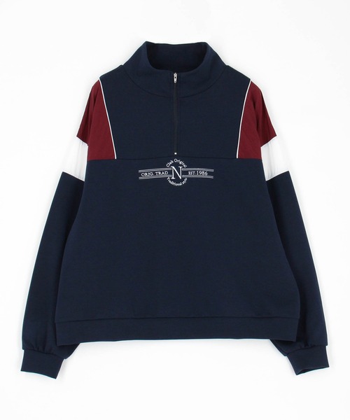 NICOLE CLUB(ニコル クラブ)の「フロントシシュウハーフジップ(Tシャツ/カットソー・レディース・ネイビー/ブラック/オフホワイト・FREE)」の6枚目の写真