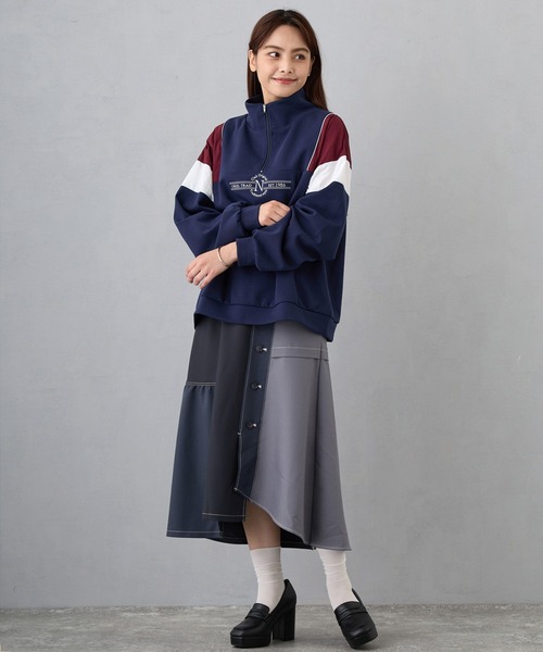 NICOLE CLUB(ニコル クラブ)の「フロントシシュウハーフジップ(Tシャツ/カットソー・レディース・ネイビー/ブラック/オフホワイト・FREE)」の14枚目の写真