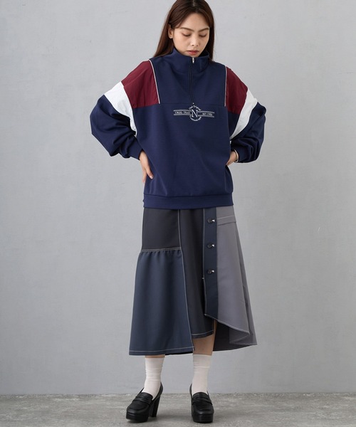 NICOLE CLUB(ニコル クラブ)の「フロントシシュウハーフジップ(Tシャツ/カットソー・レディース・ネイビー/ブラック/オフホワイト・FREE)」の15枚目の写真