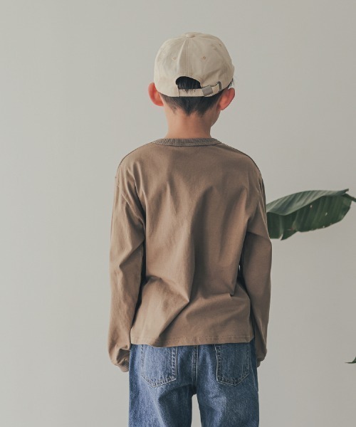 ZERO standerd(ゼロスタンダード)の「ZERO standard/ゼロスタンダード VALLY’SロングTシャツ(Tシャツ/カットソー・キッズ・チャコールグレー/サンドベージュ/ベージュ・100cm/110cm/120cm/130cm/140cm/150cm/160cm)」の6枚目の写真