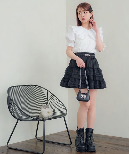 DearMyLoveRose（ディアマイラブローズ）の「ティアードフリルバレリーナスカート（スカート・レディース・ブラック/ホワイト・SMALL/MEDIUM/LARGE/LL/3L）」の15枚目の写真