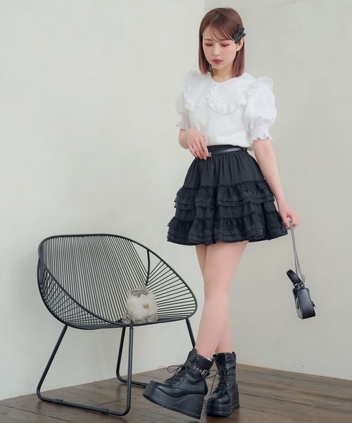 DearMyLoveRose（ディアマイラブローズ）の「ティアードフリルバレリーナスカート（スカート・レディース・ブラック/ホワイト・SMALL/MEDIUM/LARGE/LL/3L）」の16枚目の写真