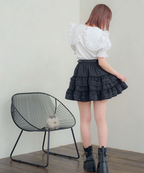 DearMyLoveRose（ディアマイラブローズ）の「ティアードフリルバレリーナスカート（スカート・レディース・ブラック/ホワイト・SMALL/MEDIUM/LARGE/LL/3L）」の17枚目の写真
