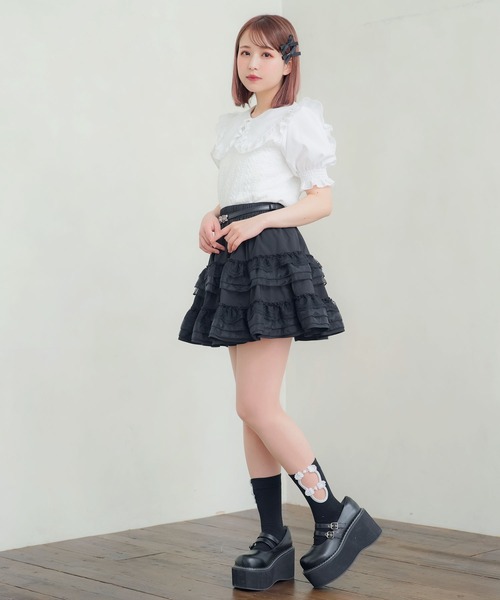 DearMyLoveRose（ディアマイラブローズ）の「ティアードフリルバレリーナスカート（スカート・レディース・ブラック/ホワイト・SMALL/MEDIUM/LARGE/LL/3L）」の18枚目の写真