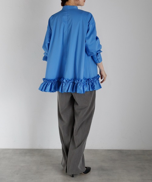 r.（アールドット）の「裾フリル　ブラウス（シャツ/ブラウス・レディース・ブルー/ブラック/ホワイト・FREE）」の6枚目の写真