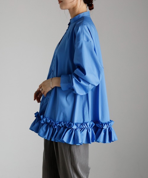 r.（アールドット）の「裾フリル　ブラウス（シャツ/ブラウス・レディース・ブルー/ブラック/ホワイト・FREE）」の7枚目の写真