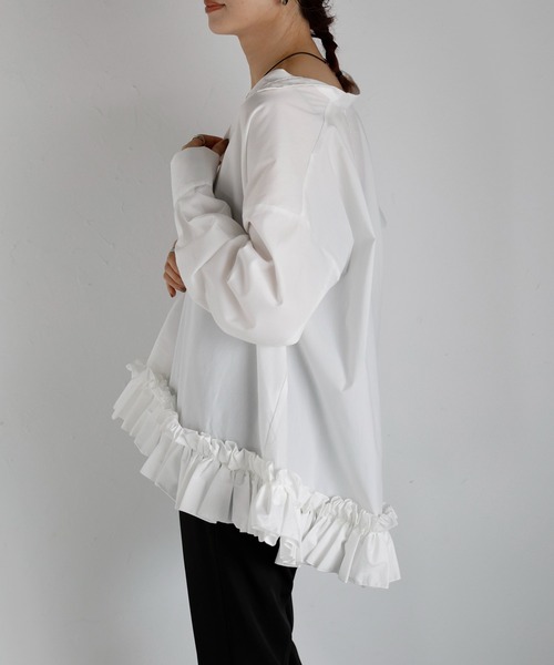 r.（アールドット）の「裾フリル　ブラウス（シャツ/ブラウス・レディース・ブルー/ブラック/ホワイト・FREE）」の13枚目の写真