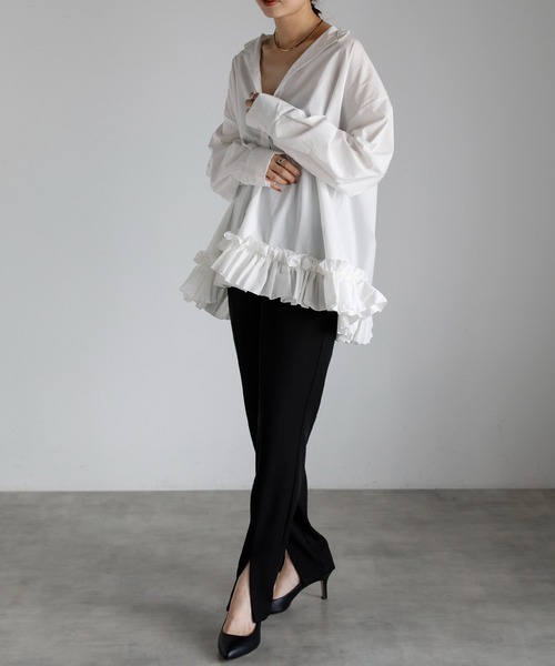 r.（アールドット）の「裾フリル　ブラウス（シャツ/ブラウス・レディース・ブルー/ブラック/ホワイト・FREE）」の16枚目の写真