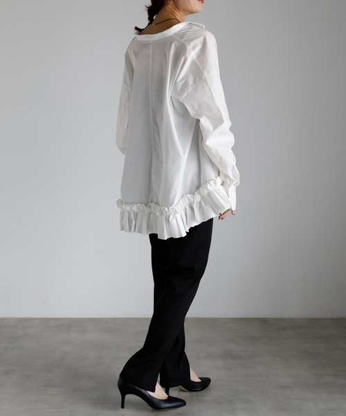 r.（アールドット）の「裾フリル　ブラウス（シャツ/ブラウス・レディース・ブルー/ブラック/ホワイト・FREE）」の18枚目の写真