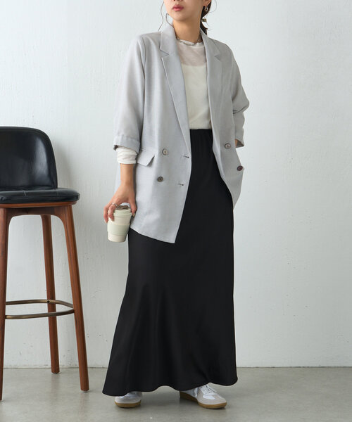 Jena espace merveilleux（ジェナ　エスパスメルヴェイユ）の「サテンロングスカート（スカート・レディース・カーキ/ブラック/ベージュ・FREE）」の18枚目の写真