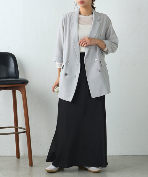 Jena espace merveilleux（ジェナ　エスパスメルヴェイユ）の「サテンロングスカート（スカート・レディース・カーキ/ブラック/ベージュ・FREE）」の20枚目の写真