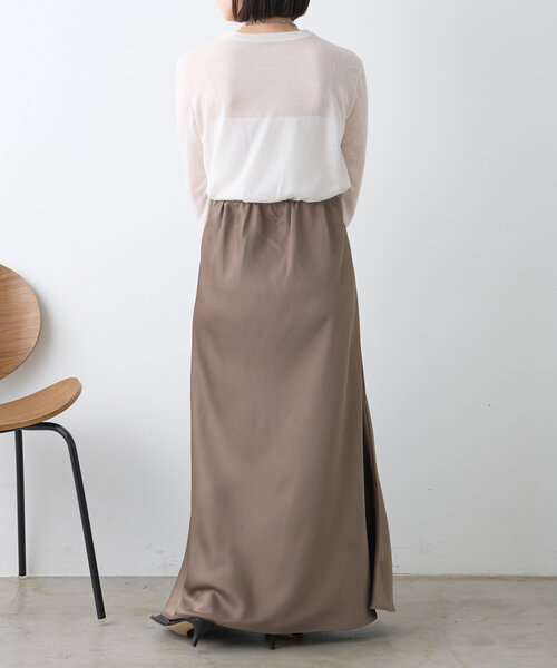 Jena espace merveilleux（ジェナ　エスパスメルヴェイユ）の「サテンロングスカート（スカート・レディース・カーキ/ブラック/ベージュ・FREE）」の13枚目の写真