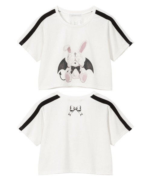 DearMyLove(ディアマイラブ)の「選べるプリントクロップドT(Tシャツ/カットソー・レディース・ブラック×ピンク/ホワイト系その他2/ホワイト系その他3/ホワイト系その他4/ホワイト系その他5/ブラック系その他2/ブラック×ベージュ/ブラック×ホワイト/ホワイト系その他/ブラック系その他/ホワイト/ブラック・FREE)」の4枚目の写真